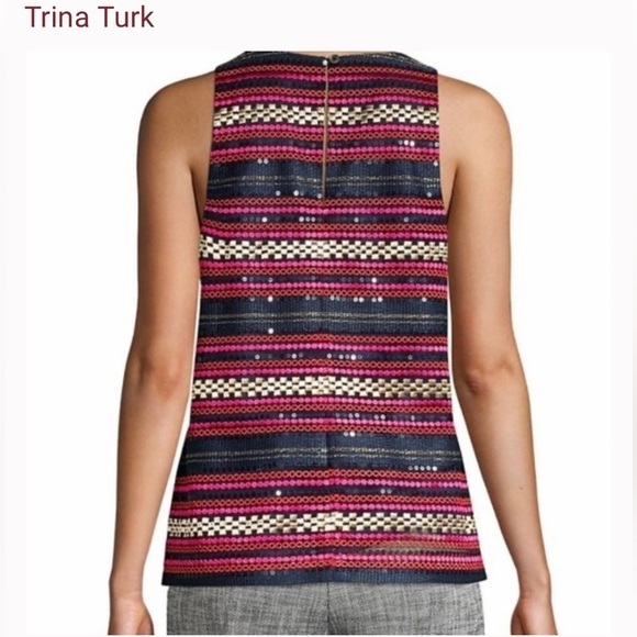 Trina Turk Purple Pink Sleeveless Sequin Top 💕 Size 2 - Picture 4 of 9